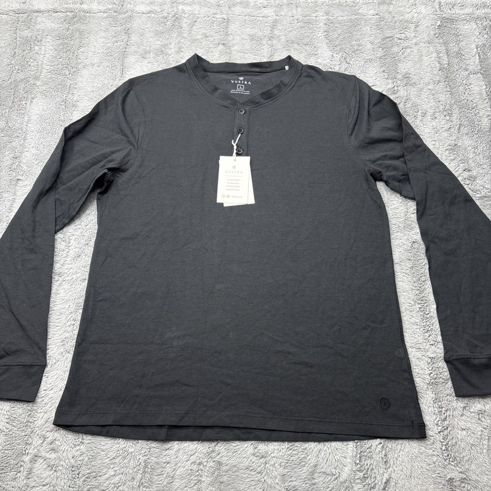 Vustra Shirt Mens LG Black Long Sleeve‎ Henley *NWT*